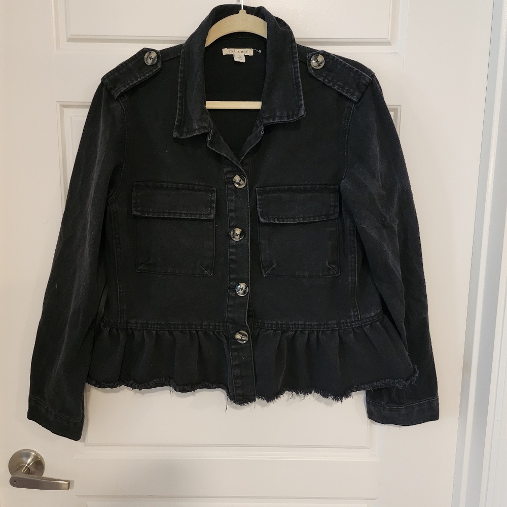 Black Peplum Jean Jacket